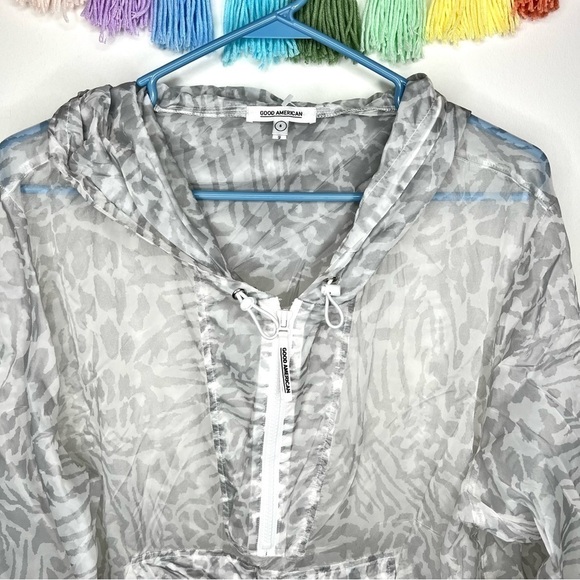 Good American Icy Leopard Print Windbreaker Layering Spring Jacket Size 2XL - Picture 4 of 16